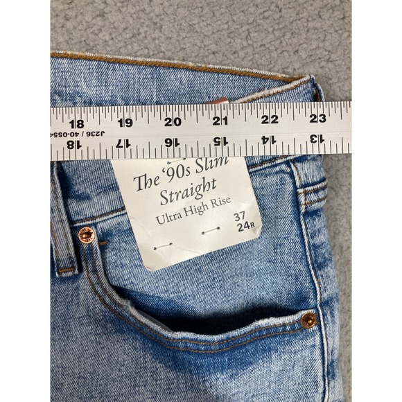 Abercrombie &‎ Fitch Jeans Women's Plus 37  24R Blue 90s Slim Straight High Rise - Picture 3 of 14